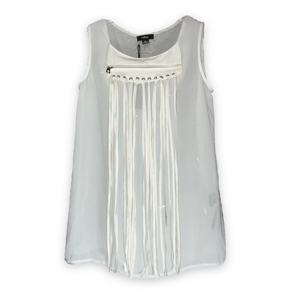 NEW Rudsak White Midwest Blouse Shirt with Suede Tassels Women’s Size Small - Picture 1 of 11